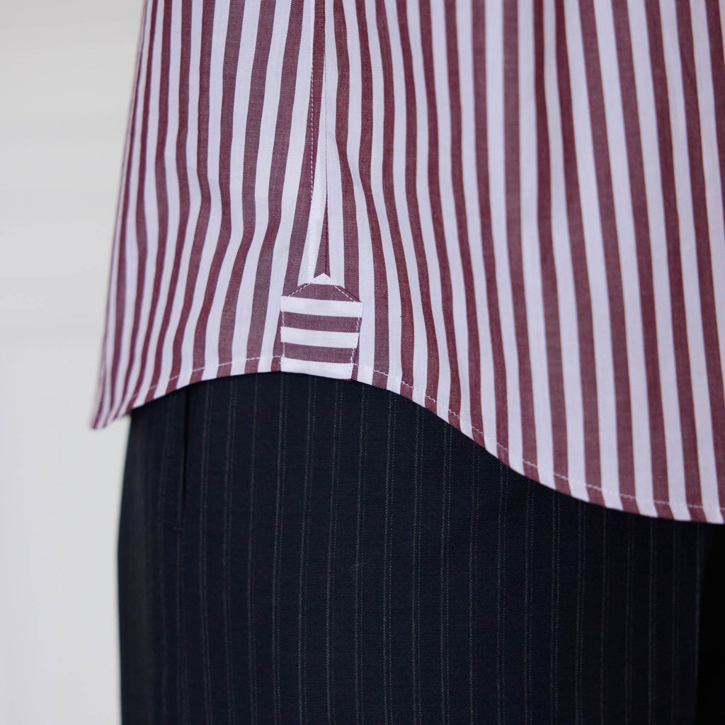 Chemise à rayures bordeaux en coton