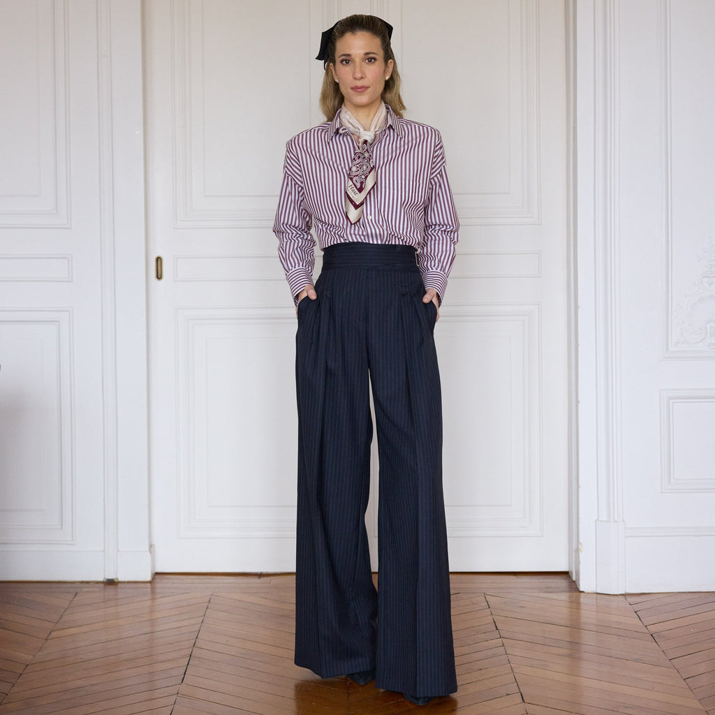 Chemise à rayures bordeaux en coton