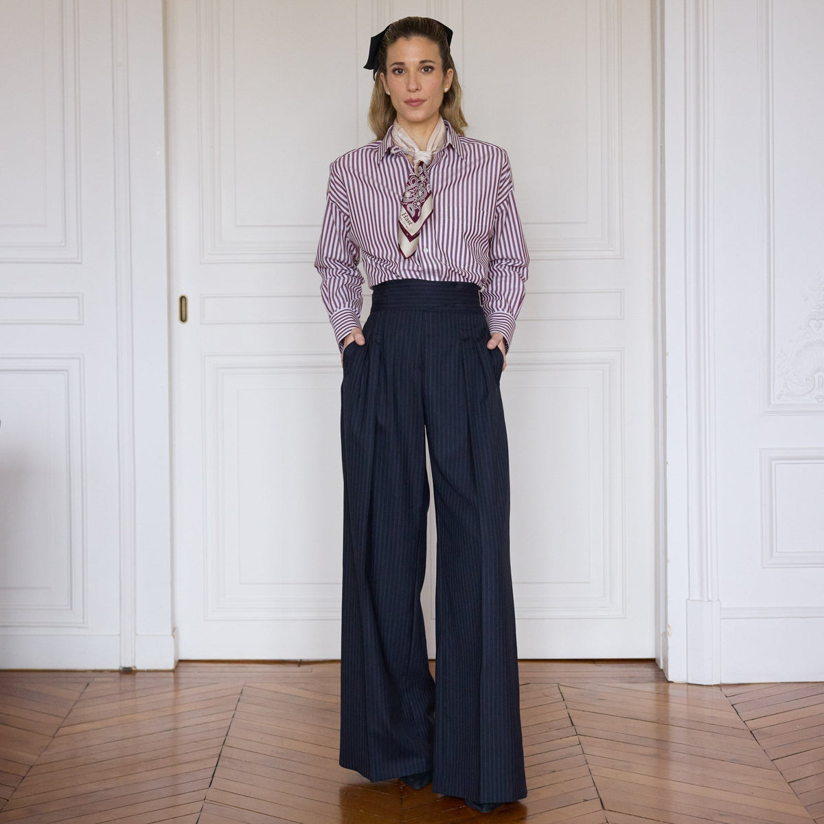 Chemise à rayures bordeaux en coton