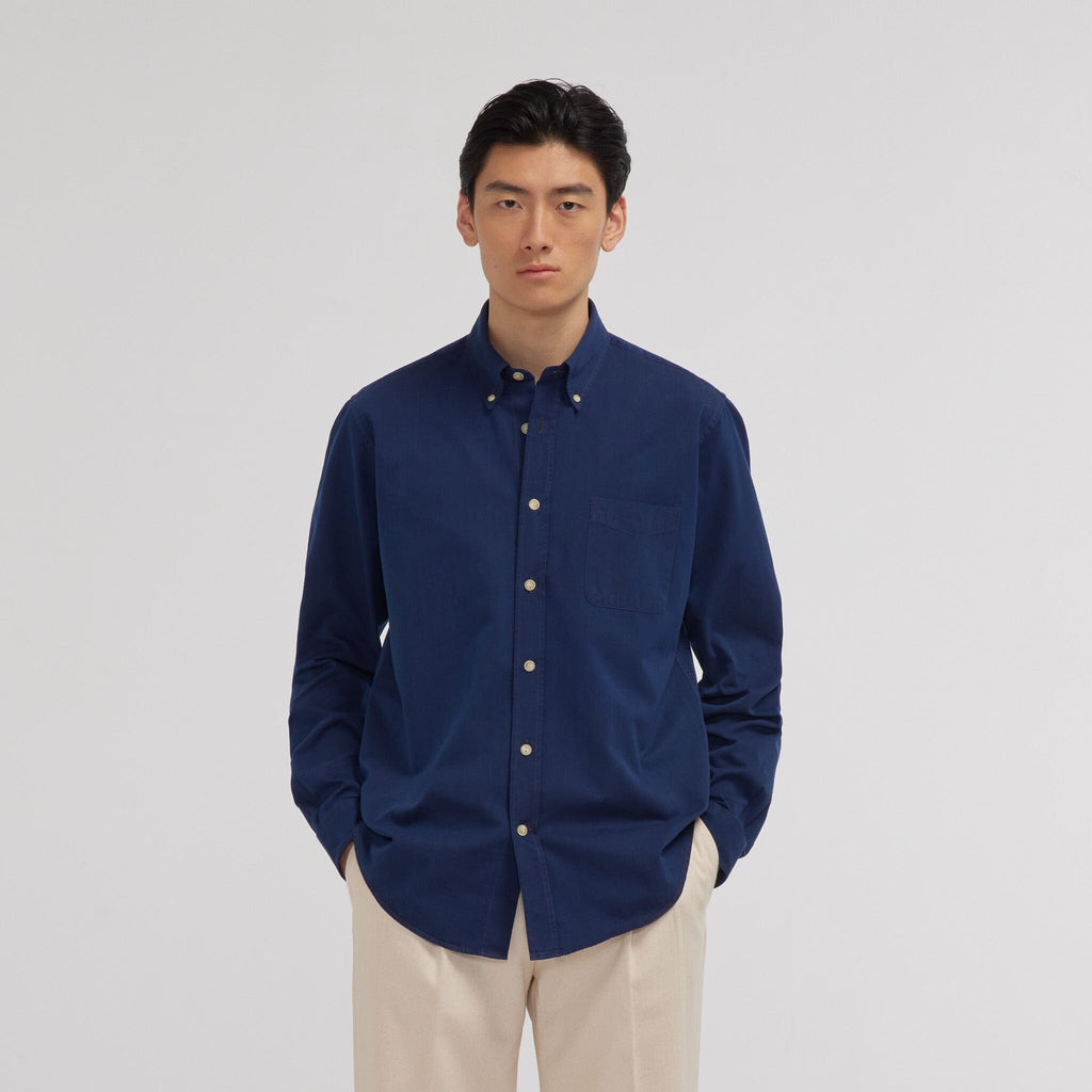 Chemise en denim bleu foncé