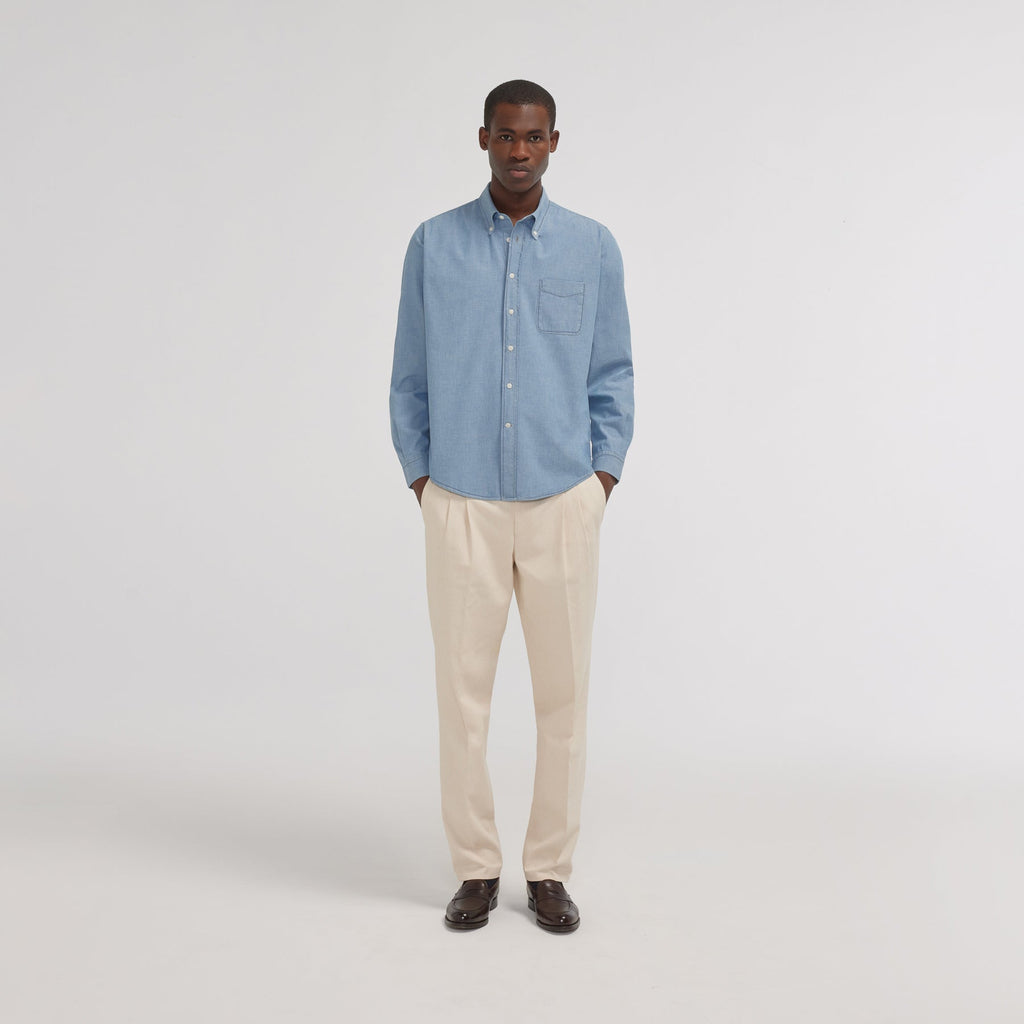 Chemise en chambray bleue
