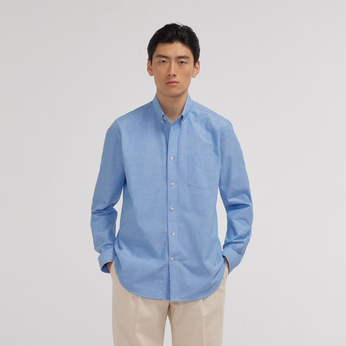 Chemise en oxford bleue