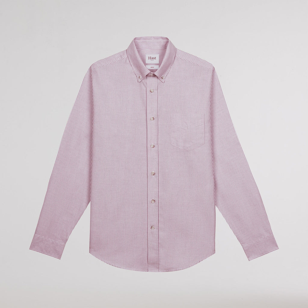 Chemise en oxford à rayures bordeaux