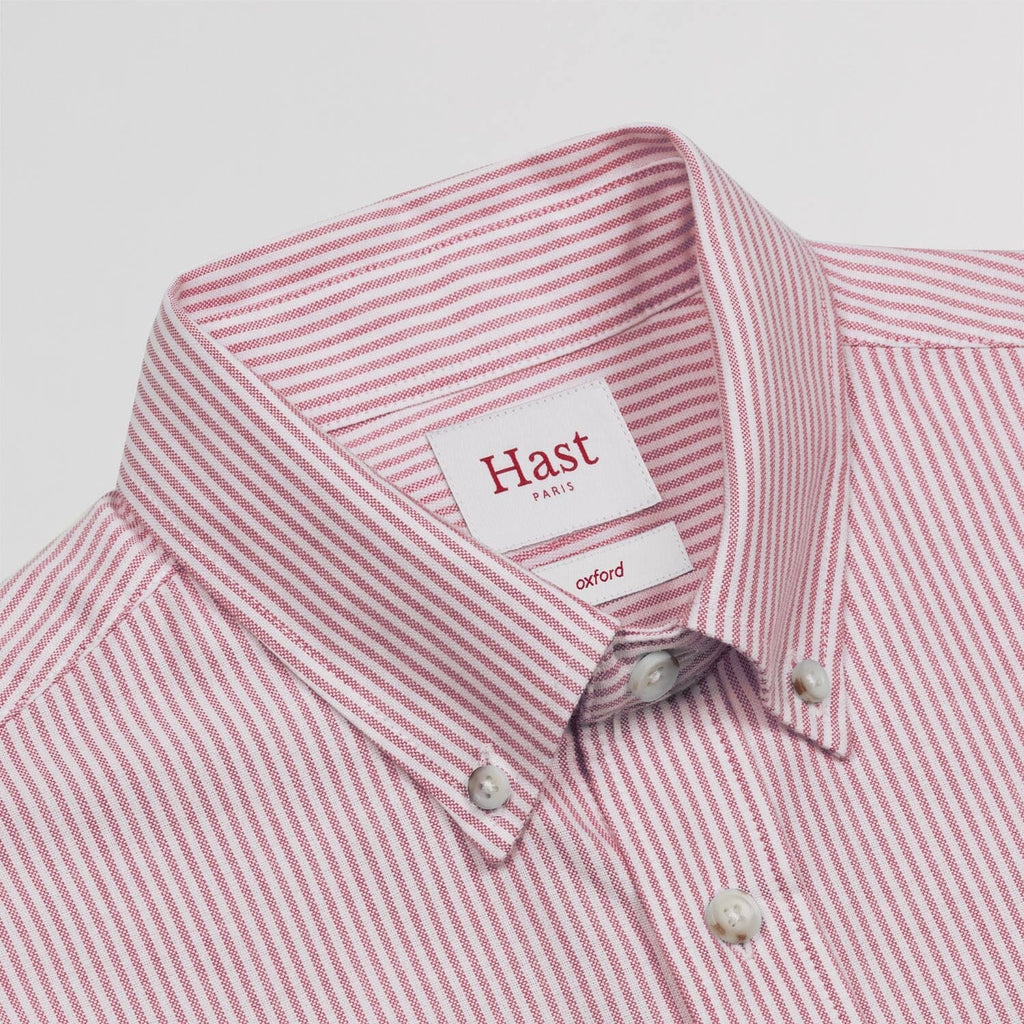 Chemise en oxford à rayures bordeaux