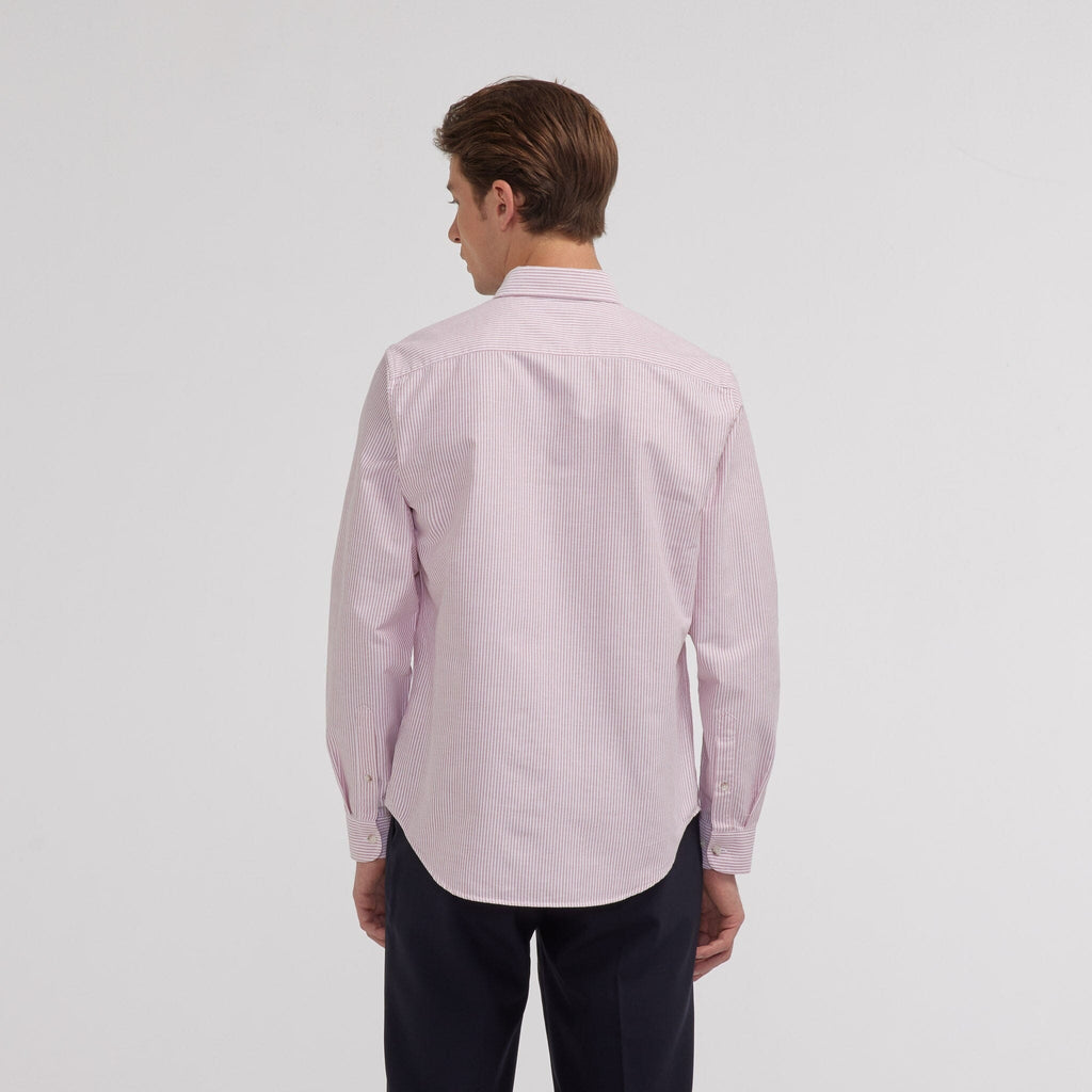 Chemise en oxford à rayures bordeaux