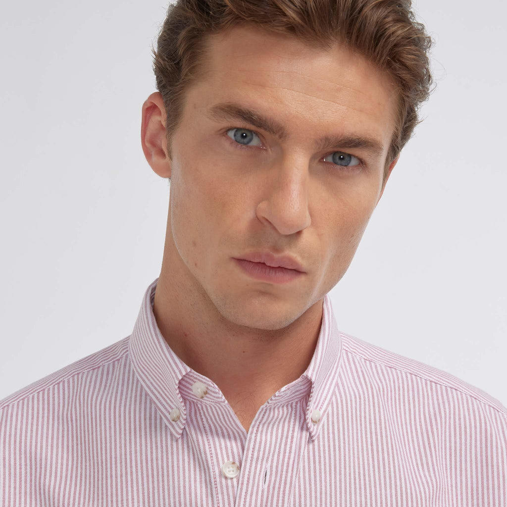 Chemise en oxford à rayures bordeaux