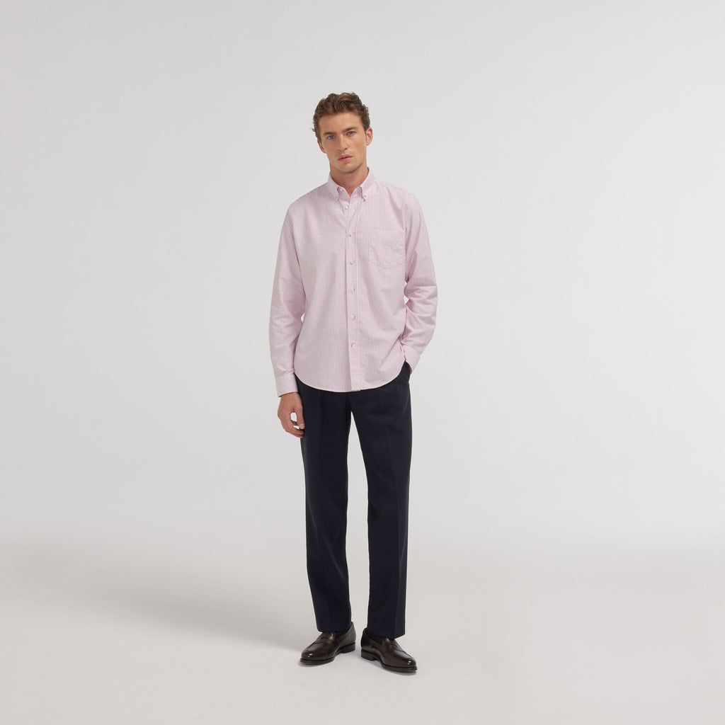 Chemise en oxford à rayures bordeaux