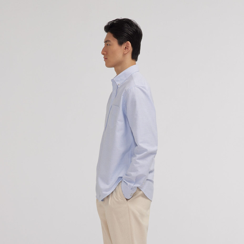 Chemise en oxford à rayures bleu ciel