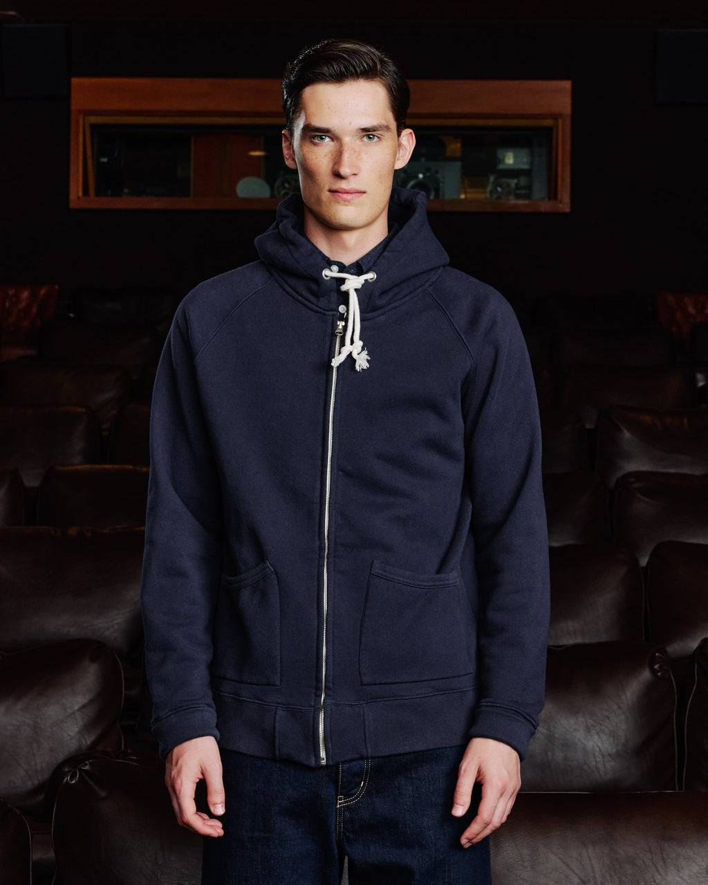 Sweat à capuche zippé marine