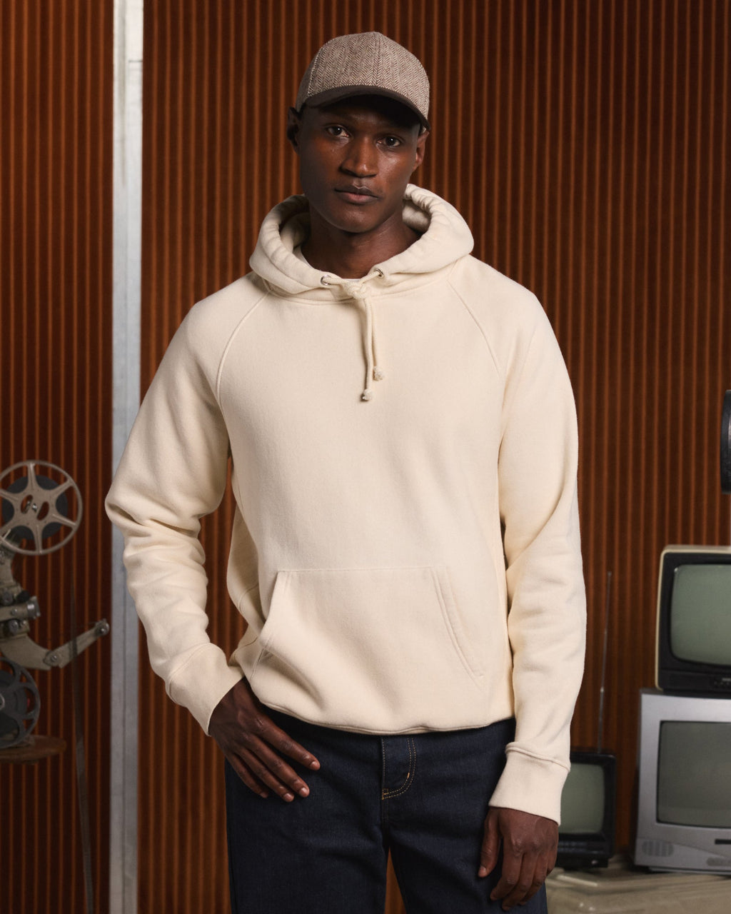 Hoodie en coton épais écru