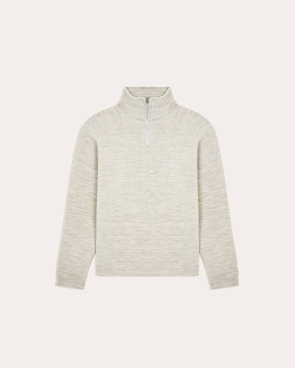 Sweat à col zippé en laine point milano écru