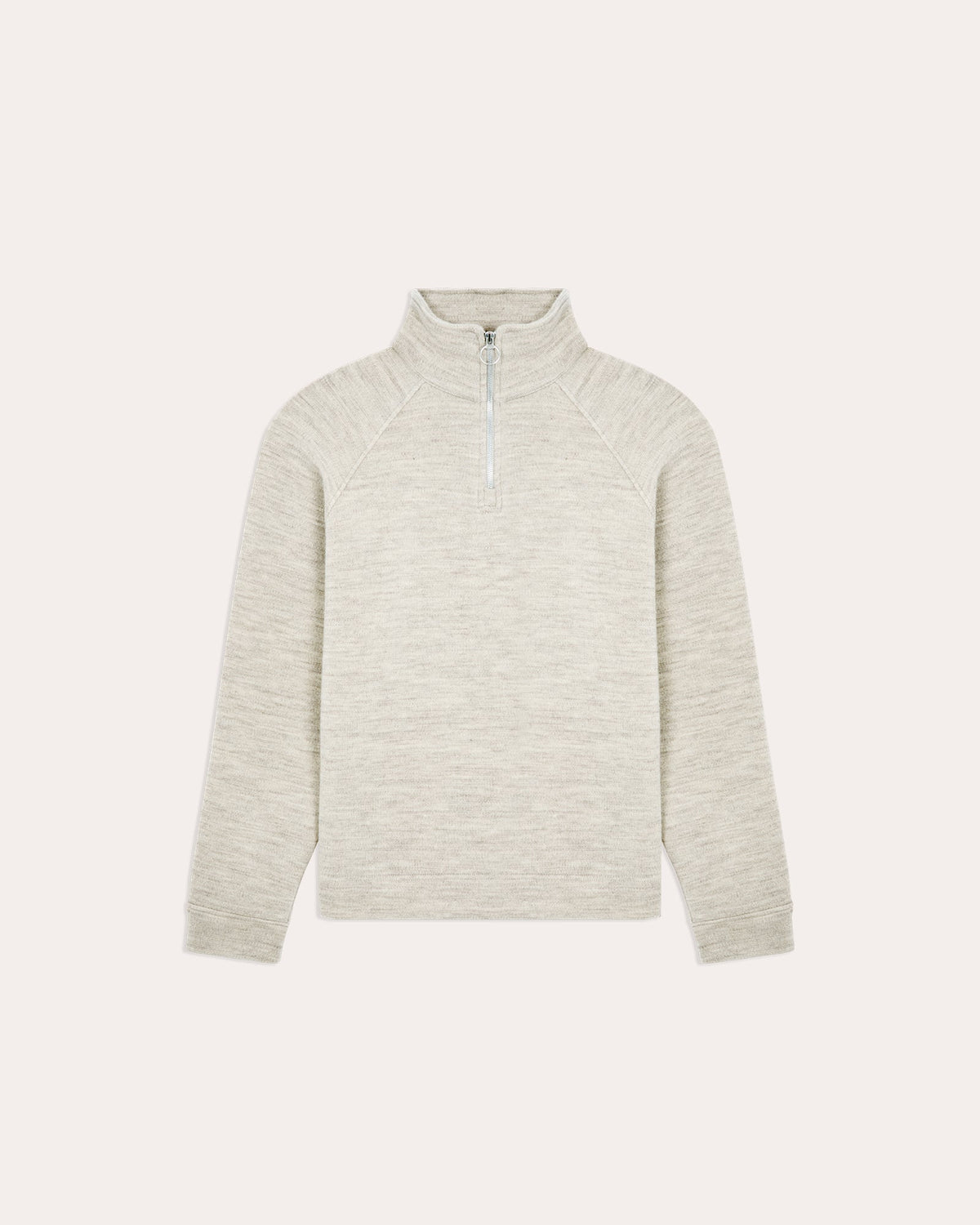 Sweat à col zippé en laine point milano écru