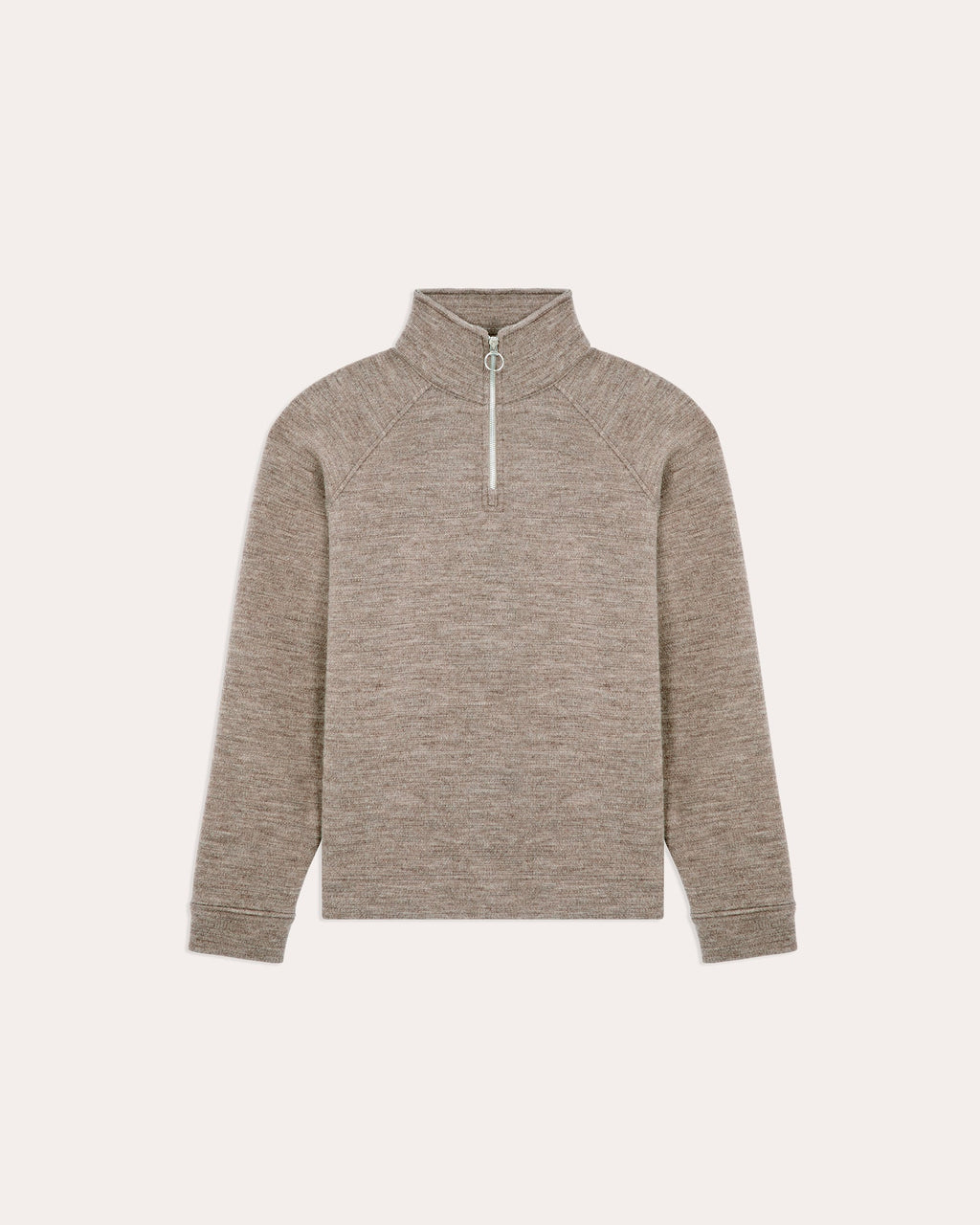 Sweat à col zippé en laine point milano marron