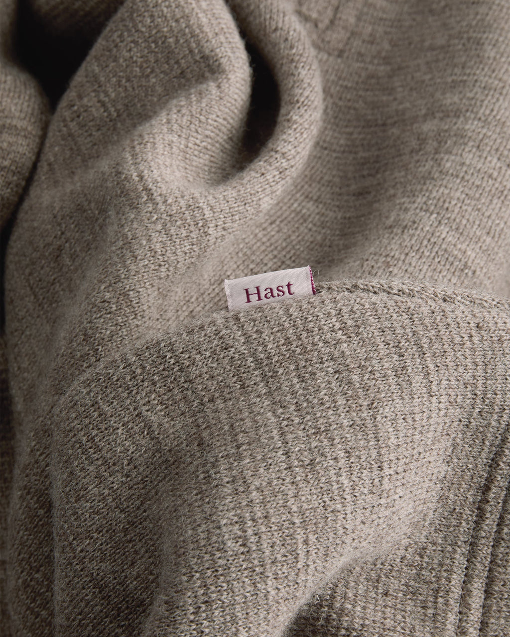 Sweat à col zippé en laine point milano marron