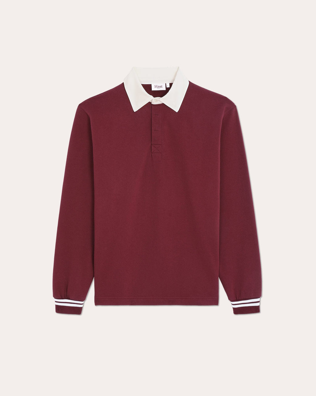 Polo rugby en coton, col twill blanc