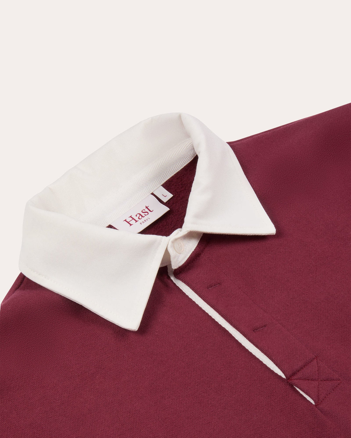 Polo rugby en coton, col twill blanc