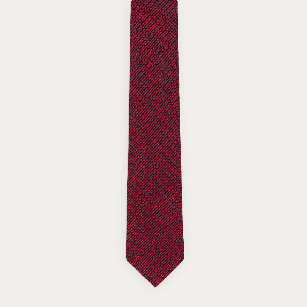 Cravate rouge en grenadine de soie et coton