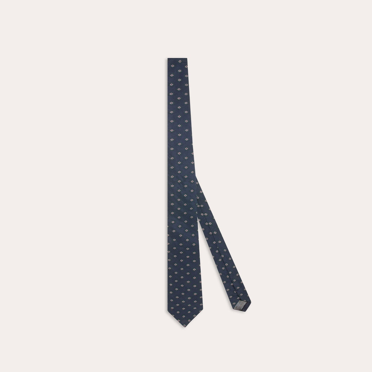 Cravate en coton soie marine à motifs