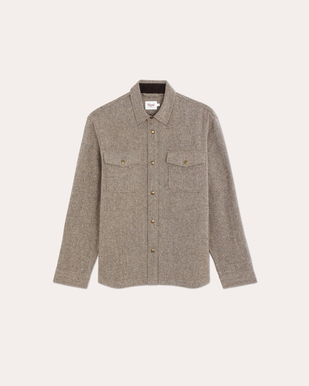 Veste de travail en laine chevrons matelassée marron