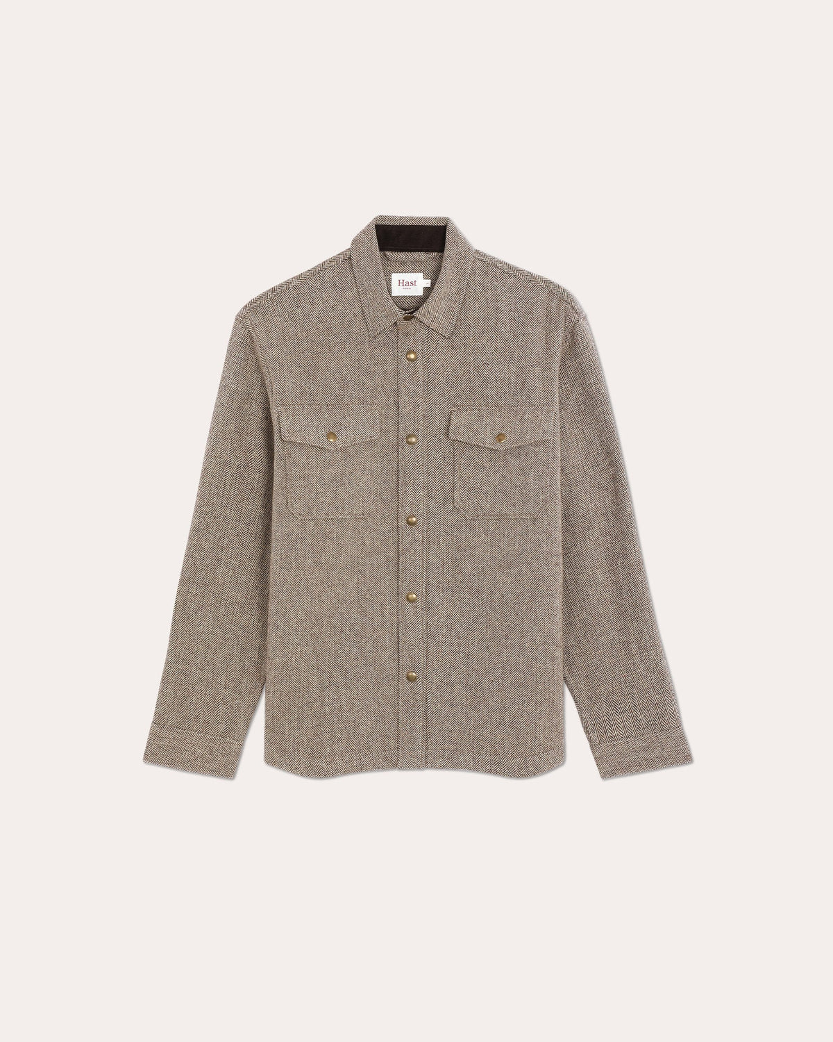 Veste de travail en laine chevrons matelassée marron