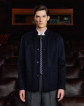 Veste de travail col officier en laine Loden marine