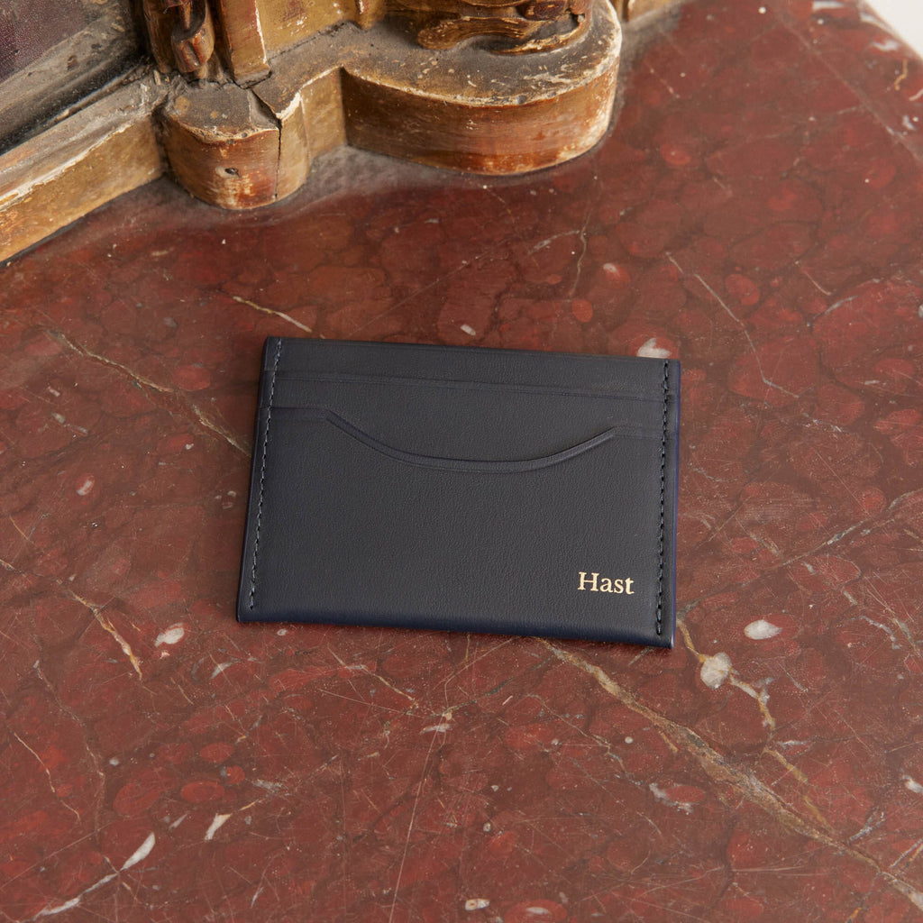 Porte-cartes en cuir lisse marine