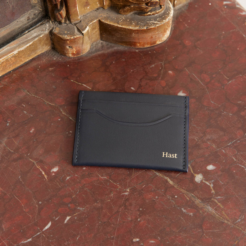 Porte-cartes en cuir lisse marine