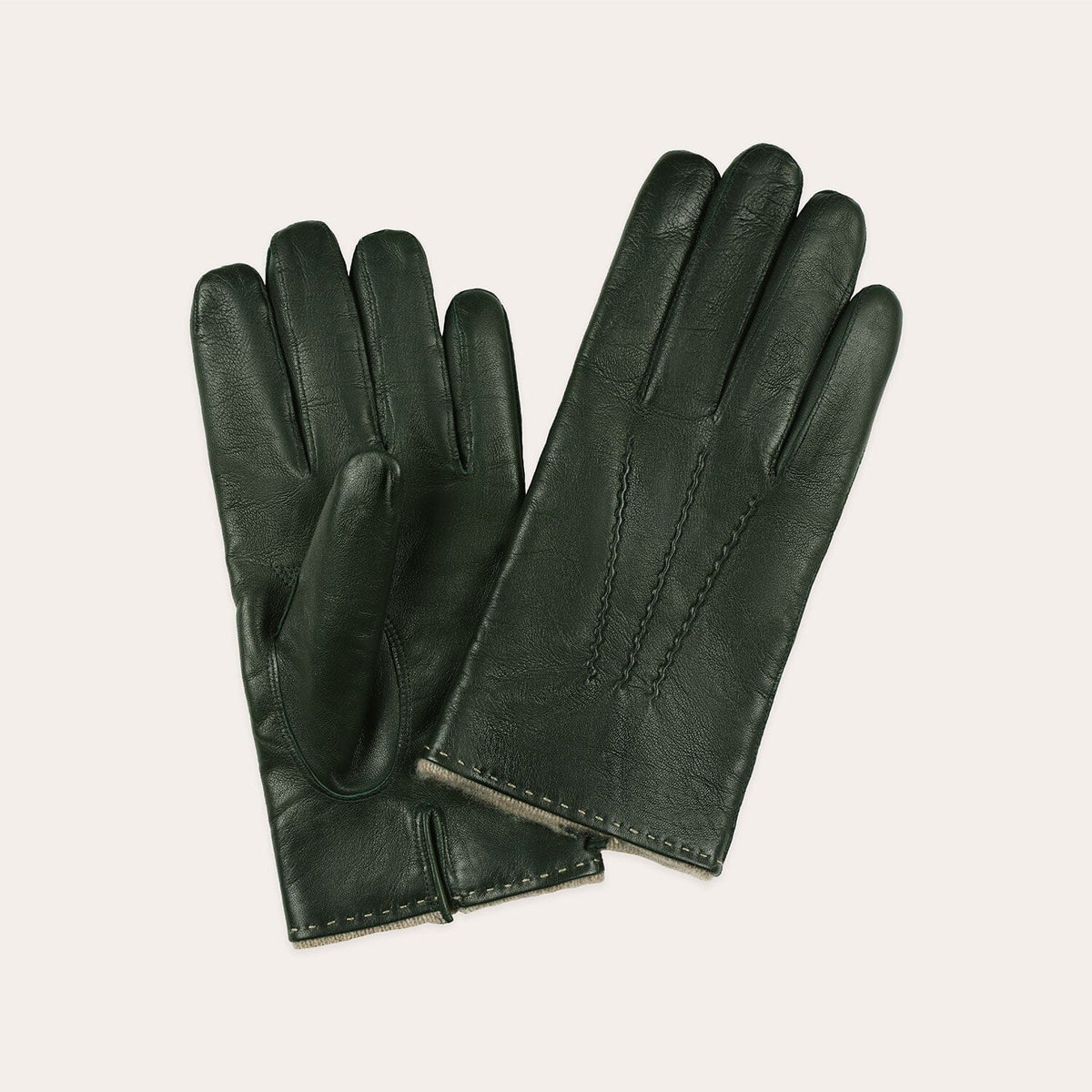 Gants en cuir vert forêt