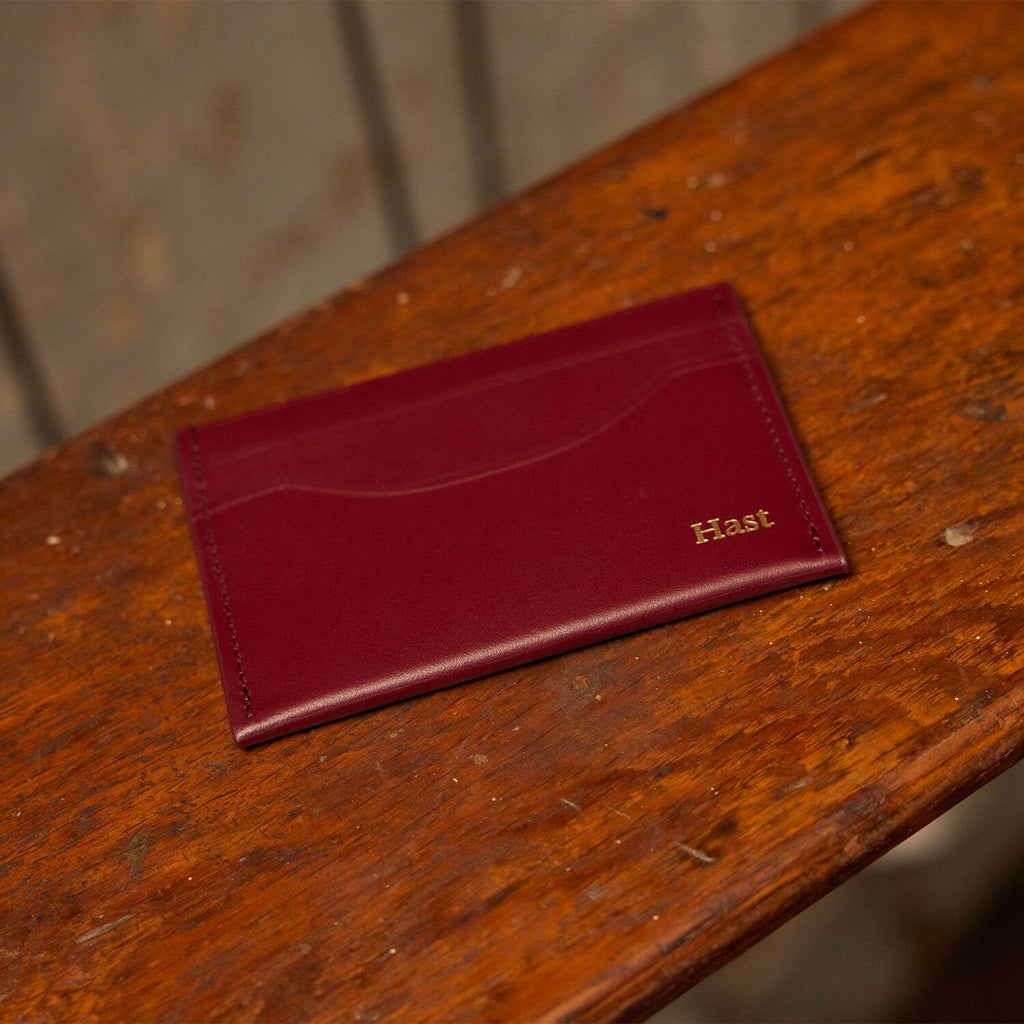 Porte-cartes en cuir lisse bordeaux